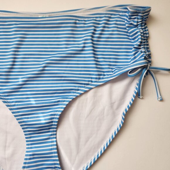 Outdoor Oasis 2X Plus Size High-Waisted Swim Bottoms Blue White Striped NWOT - Picture 4 of 13